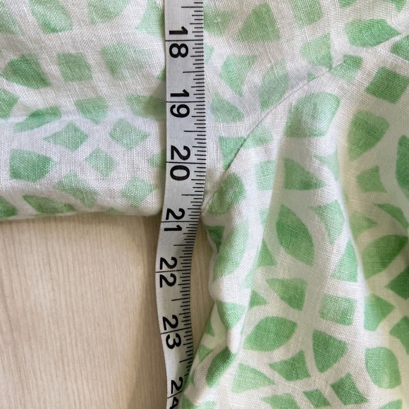 JM Collection Women’s Sz 12 100% Linen 3/4 Sleeves Blouse Green Pockets EUC - Picture 9 of 10